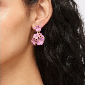 Oscar de la Renta Pink Floral enamel pompom Drop earrings